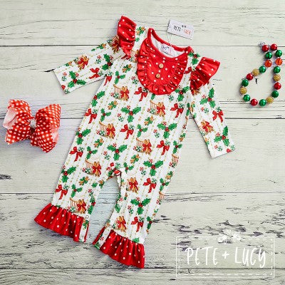 Christmas Mistletoe girl infant romper