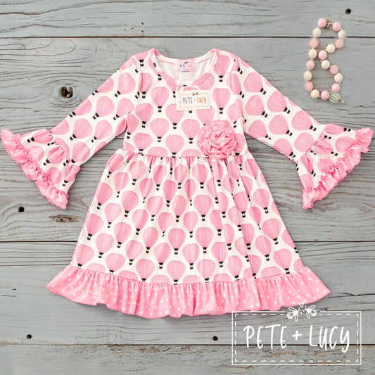 Pink Balloons Long Sleeve Dress