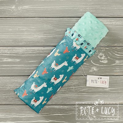 Floral Llama-Girl Minky Blanket