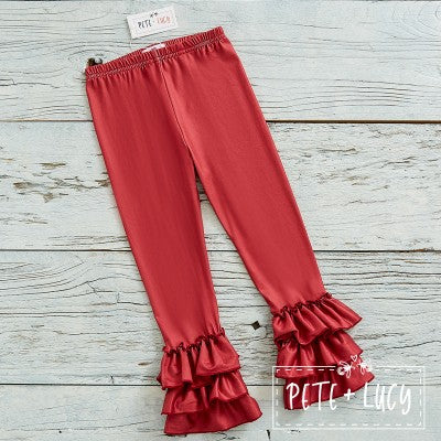 ALL THINGS SOLID: RUFFLED LEGGINGS in Intense Rust