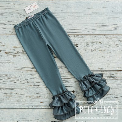 ALL THINGS SOLID: RUFFLED LEGGINGS in Sage Leaf